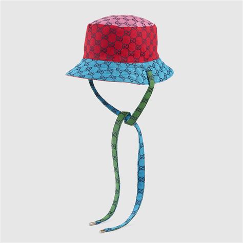 blue and red gucci hats|Gucci blue canvas bucket hat.